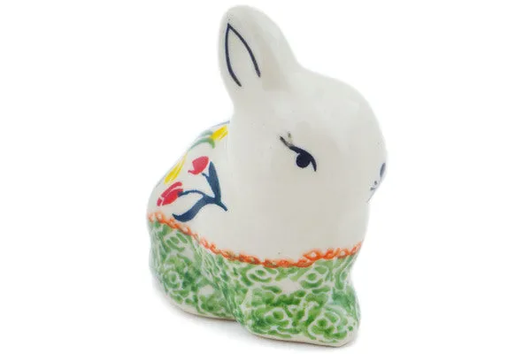 Polish Pottery 3" Bunny Figurine Tulip Ring
