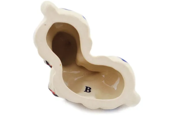 Polish Pottery 4" Bunny Figurine Blue Valentine Hearts