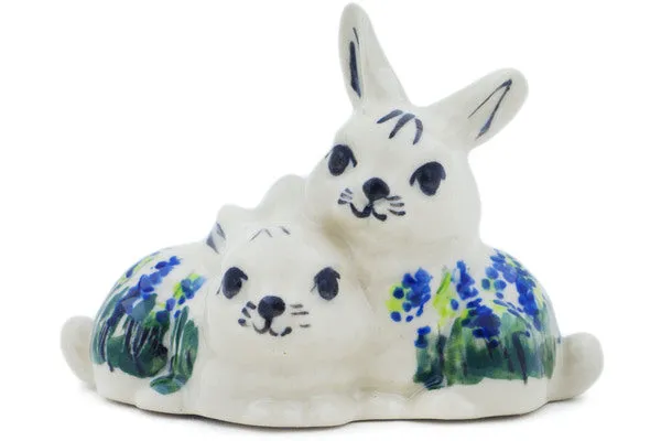 Polish Pottery 4" Bunny Figurine Garden Whispers UNIKAT