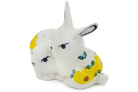 Polish Pottery 4" Bunny Figurine Sunset Bloom Fiesta