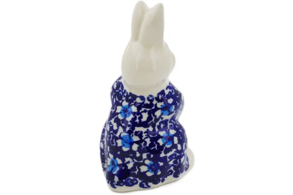 Polish Pottery 5" Bunny Figurine Flowers On The Lake