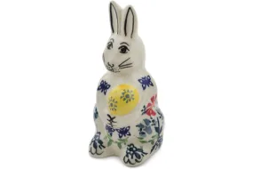 Polish Pottery 5" Bunny Figurine Last Summer Flowers