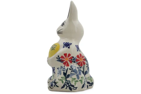Polish Pottery 5" Bunny Figurine Last Summer Flowers