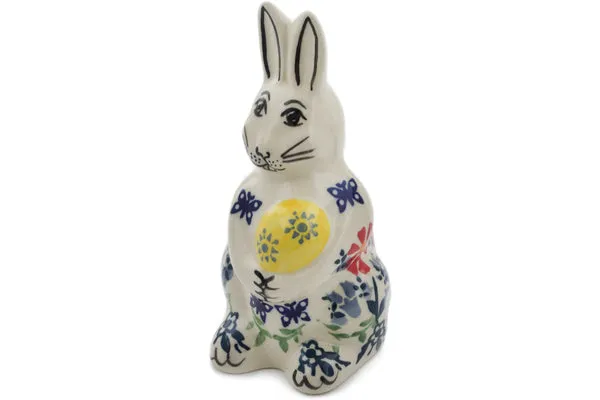 Polish Pottery 5" Bunny Figurine Last Summer Flowers
