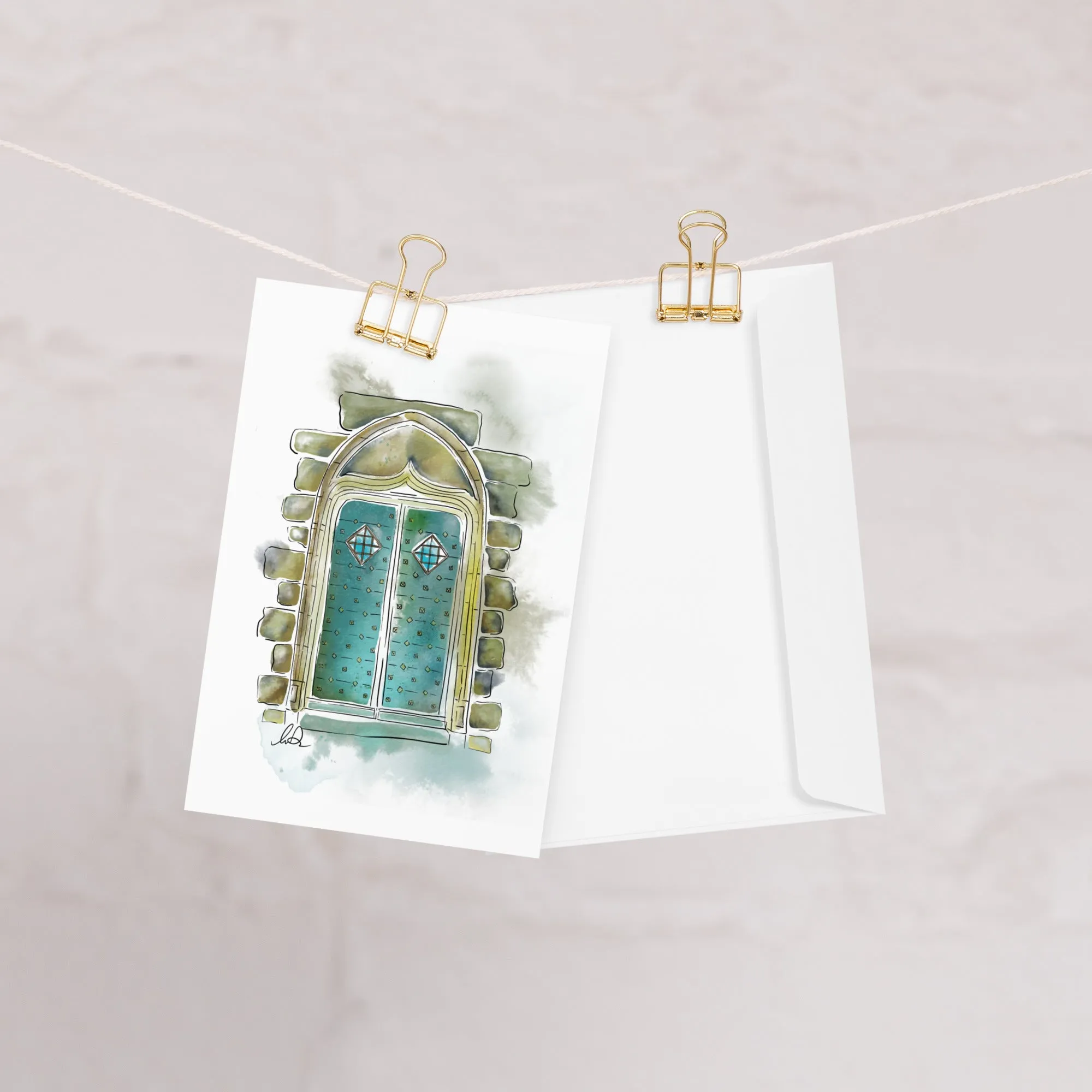 Porte du Chateau du Pompadour Watercolor - Greeting card