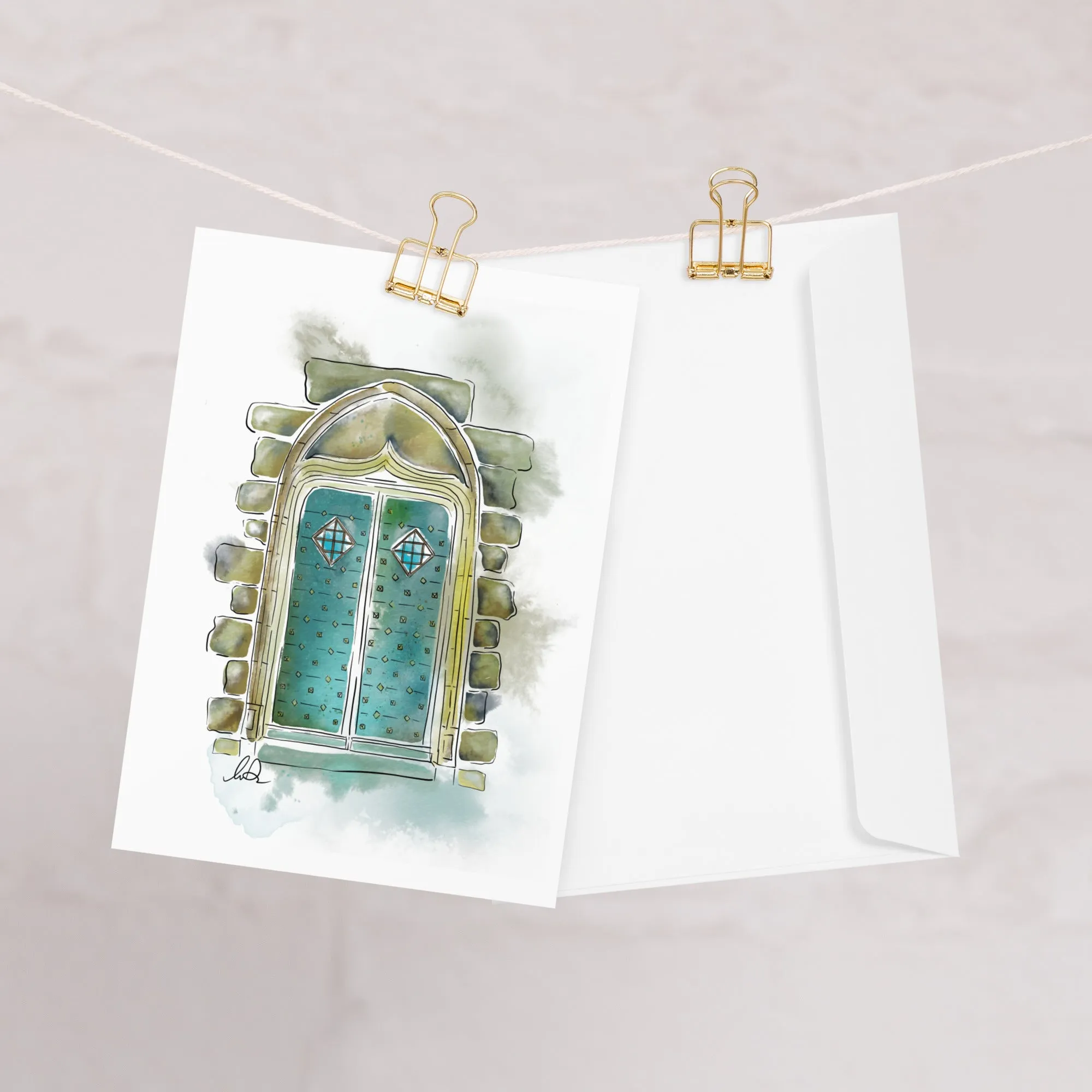 Porte du Chateau du Pompadour Watercolor - Greeting card