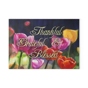 "Sunny Day Tulips" watercolor on Glass Cutting Board