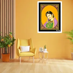 Rajasthani Lady White Photo Frames for Home, Gifting, Office, Restaurants (14X18 Inch, 1Pcs)