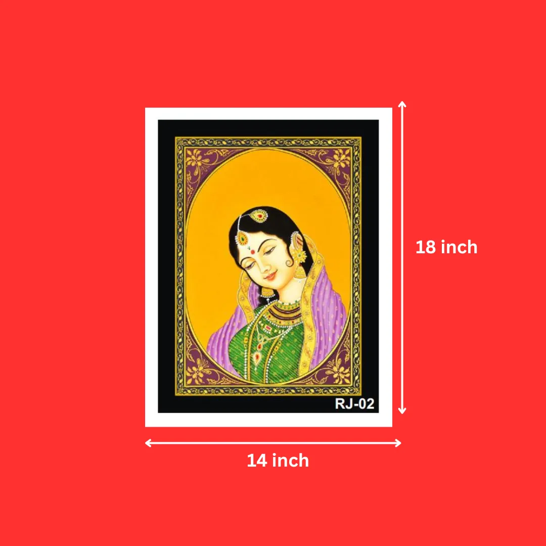 Rajasthani Lady White Photo Frames for Home, Gifting, Office, Restaurants (14X18 Inch, 1Pcs)