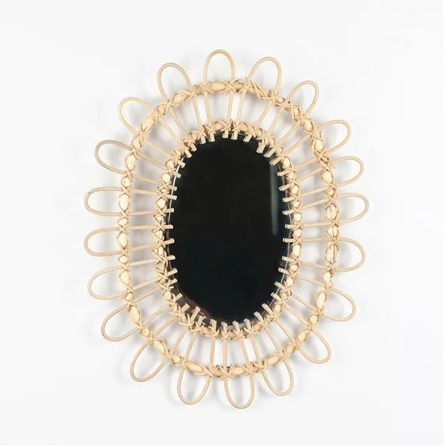 Rattan Oval Mirror