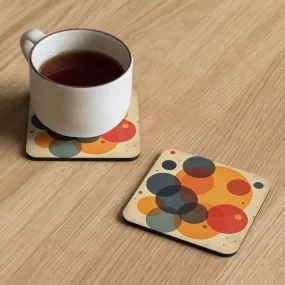Retro Circles: Mid-Century Geometric Blend, Cork-back coaster
