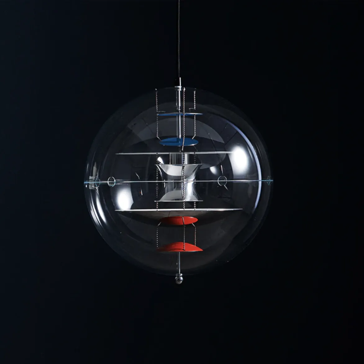 Retro Globe Lamp Clear Acrylic & Metal Pendant Light