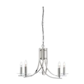 Searchlight 4165-5SS Ascona - 5 Light Ceiling Satin Silver Twist Frame Clear Glass Sconces
