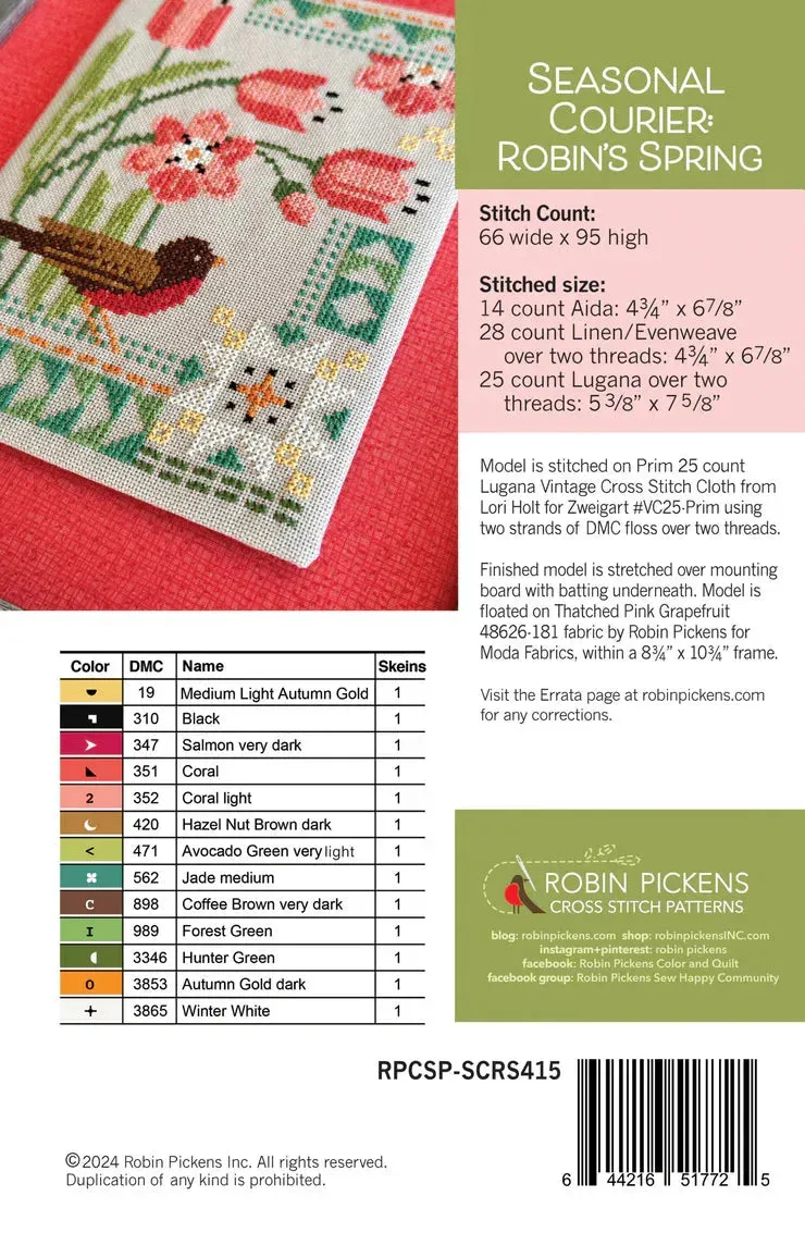 Seasonal Courier: Robin's Spring - Robin Pickens Cross Stitch Patterns