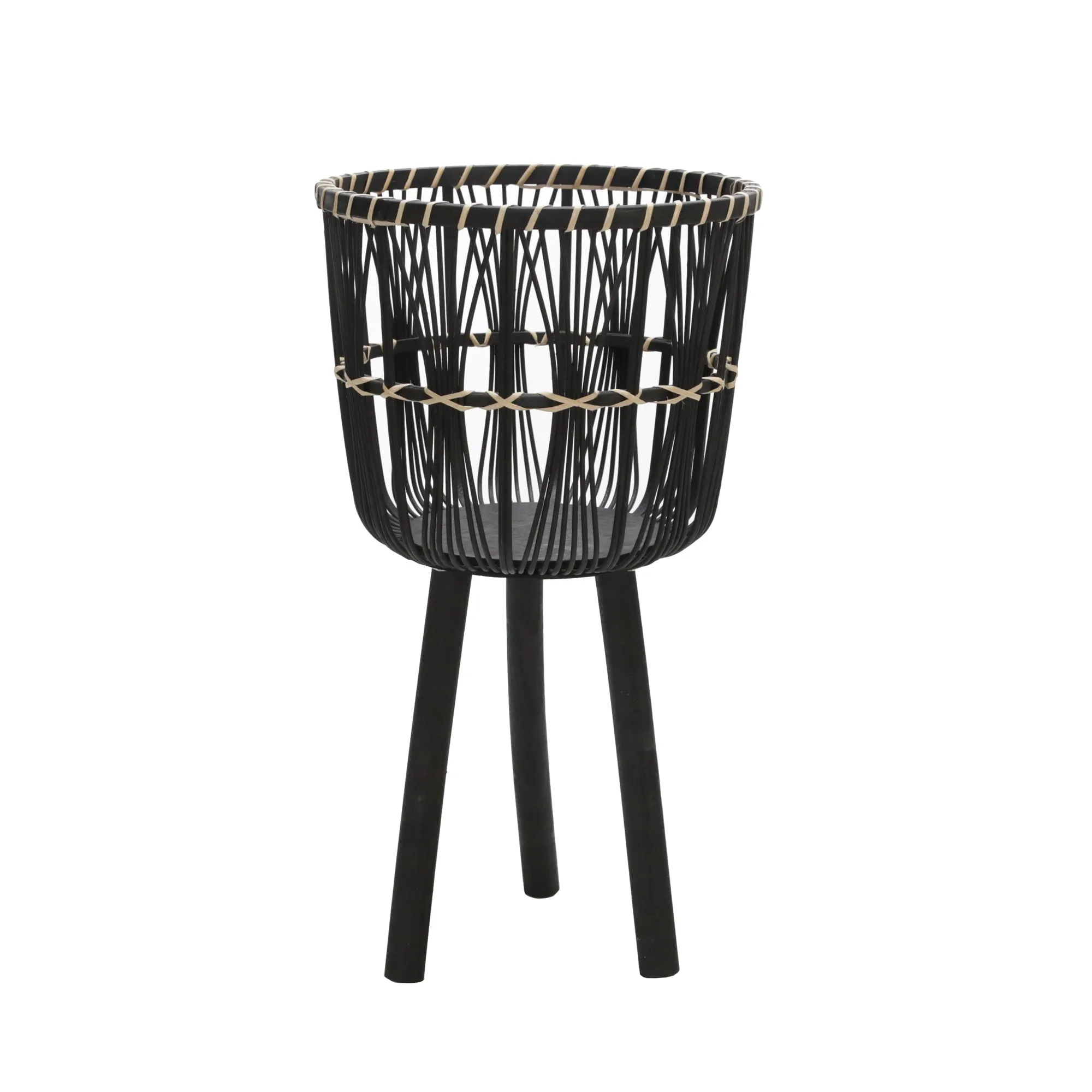 Set of 3 Bamboo Planters, Black