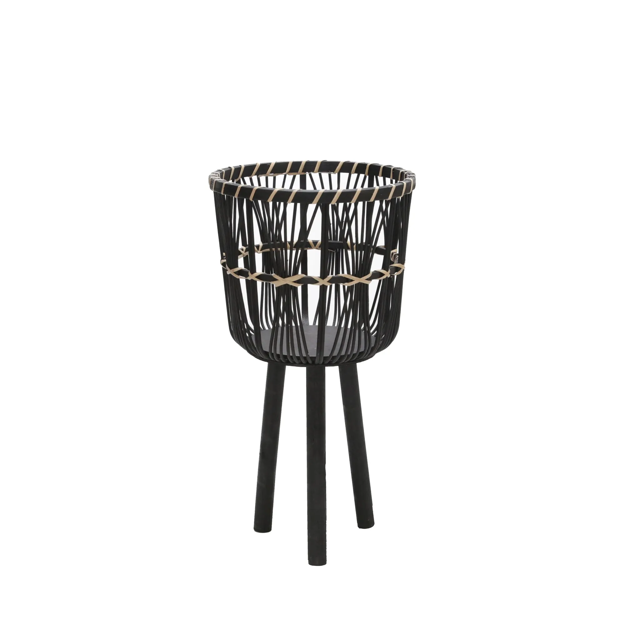 Set of 3 Bamboo Planters, Black