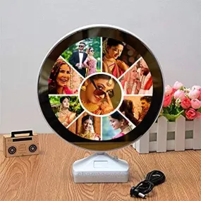 Sharma Cards™ Personalized Customized Magic Mirror College Photo Frame with LED Light (9 Photo Required Only)