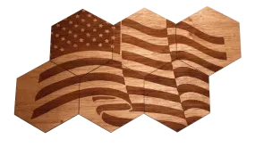 Solid Wood Coasters (6-Pack - American Flag)