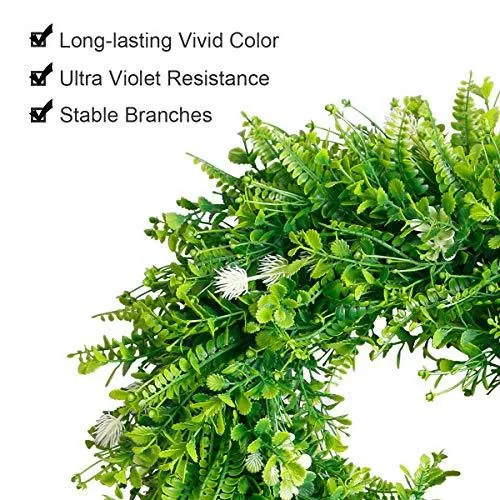 Spring Wreaths for Front Door- 20" St Patrick's Day Door Wreath Farmhouse Greenery Artificial Green Leaves Wreaths Wreath Hanger
