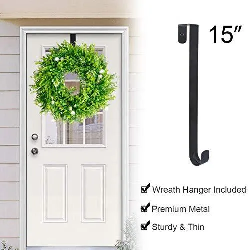 Spring Wreaths for Front Door- 20" St Patrick's Day Door Wreath Farmhouse Greenery Artificial Green Leaves Wreaths Wreath Hanger