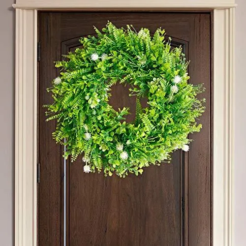 Spring Wreaths for Front Door- 20" St Patrick's Day Door Wreath Farmhouse Greenery Artificial Green Leaves Wreaths Wreath Hanger