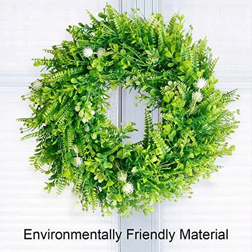Spring Wreaths for Front Door- 20" St Patrick's Day Door Wreath Farmhouse Greenery Artificial Green Leaves Wreaths Wreath Hanger