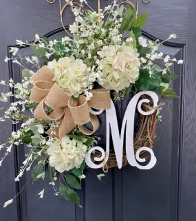 Springtime Hydrangea Wreath | Neutral realistic wreaths