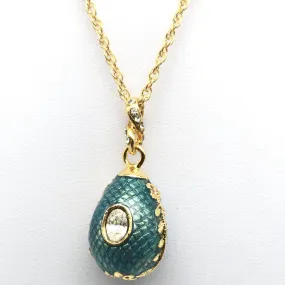 Teal Egg Pendant Gold Necklace