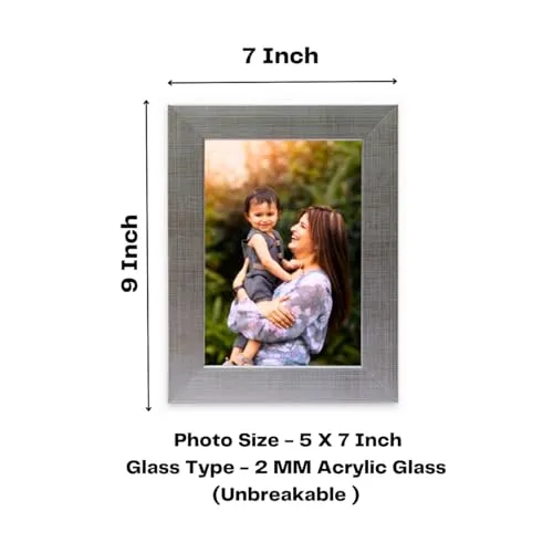 The Deqor Wall Photo Frame - 5x7 Inch | Classic Design with 2 mm Acrylic Sheet Front | Wall Mount or Tabletop Display | Perfect for Home Decor | Gift for Family and Friends | Silver Picture Frame | PF57A2 - Pack of 2