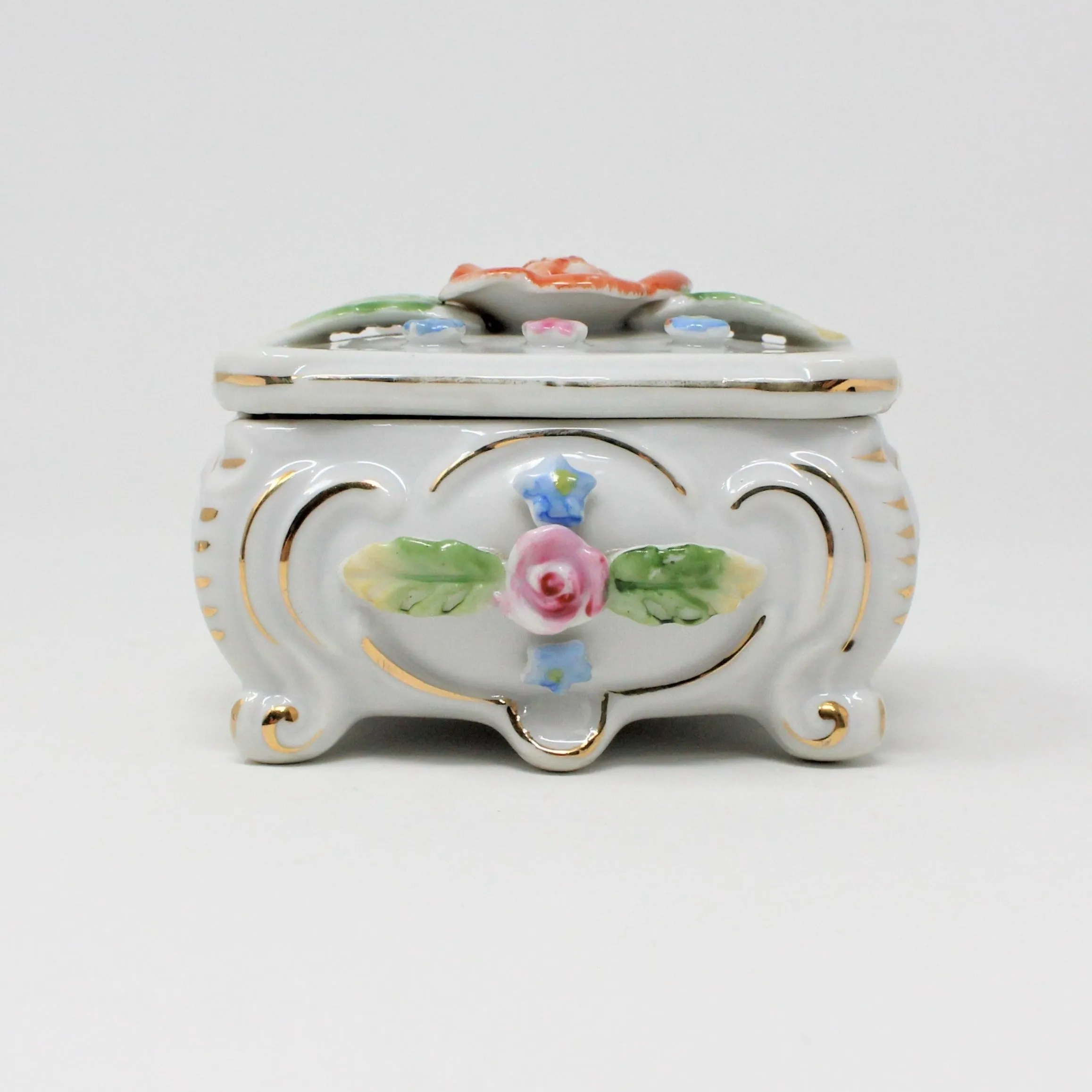 Trinket Box, TT Takito, Hand Painted Rose, Japan Porcelain, Vintage