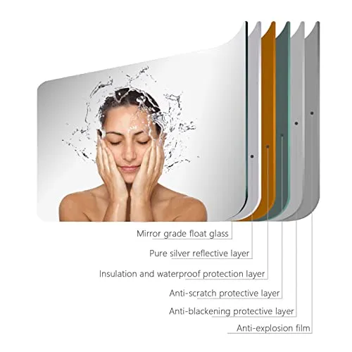 Tropeki led irregular mirror Irregular Wall Mirror with LED, 24x36 inch 3 Colors Vanity Mirror, Glass Shartter Proof,