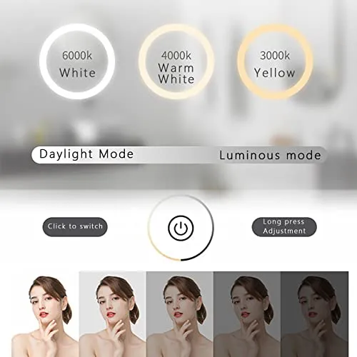 Tropeki led irregular mirror Irregular Wall Mirror with LED, 24x36 inch 3 Colors Vanity Mirror, Glass Shartter Proof,
