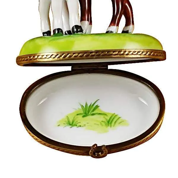 Two Horses on Small Oval