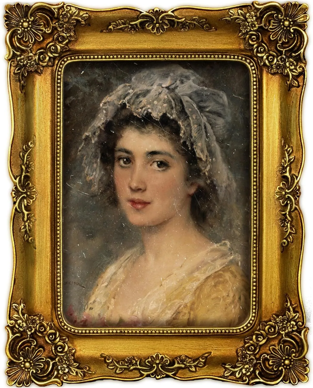 Vintage 5X7 Picture Frame Gold Antique Picture Frames with Glass Front, Ornate Baroque Frames for Tabletop & Wall Hanging (5X7 Inch, Bronze)