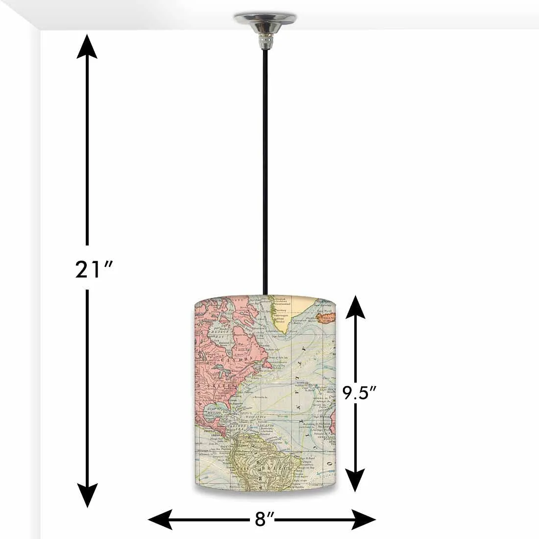 Vintage Ceiling Pendant Lamp - Vintage Map