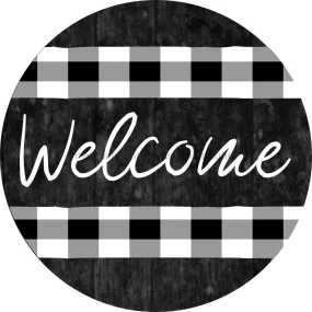 Vinyl Decal, Welcome Sign, Buffalo Check Everyday Sign, 10" Round Sign VINYL-DECOE-865, Sign For Wreath, DecoExchange
