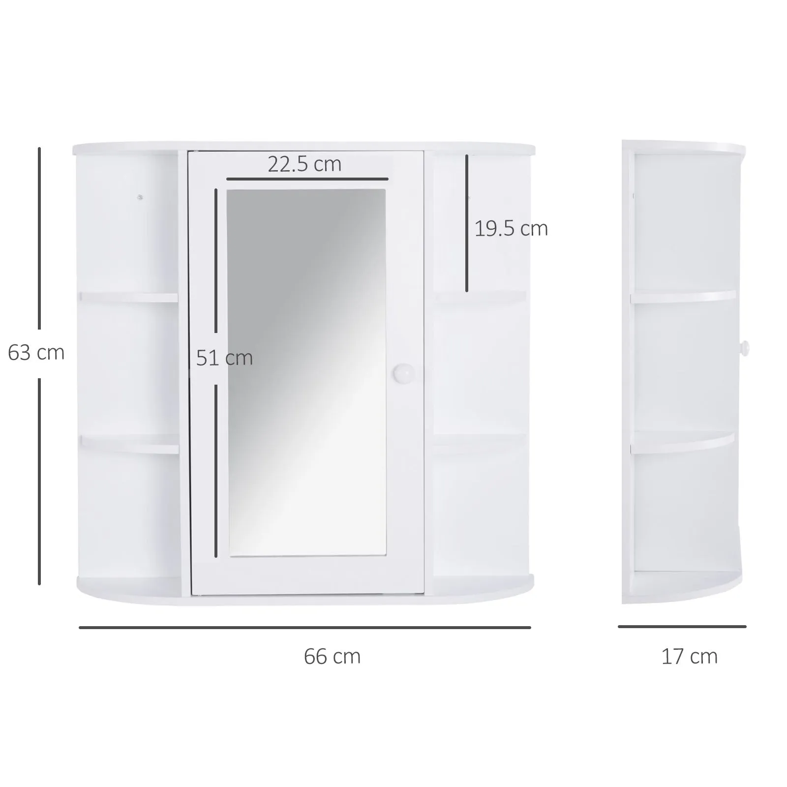 Wall Mounted Bathroom Cabinet with Mirror Single Door Storage Organizer 2-tier Inner Shelves White