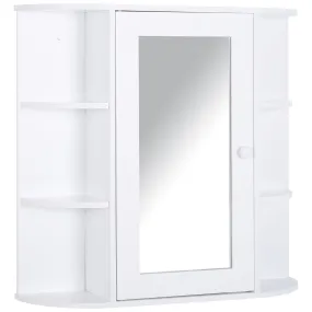 Wall Mounted Bathroom Cabinet with Mirror Single Door Storage Organizer 2-tier Inner Shelves White
