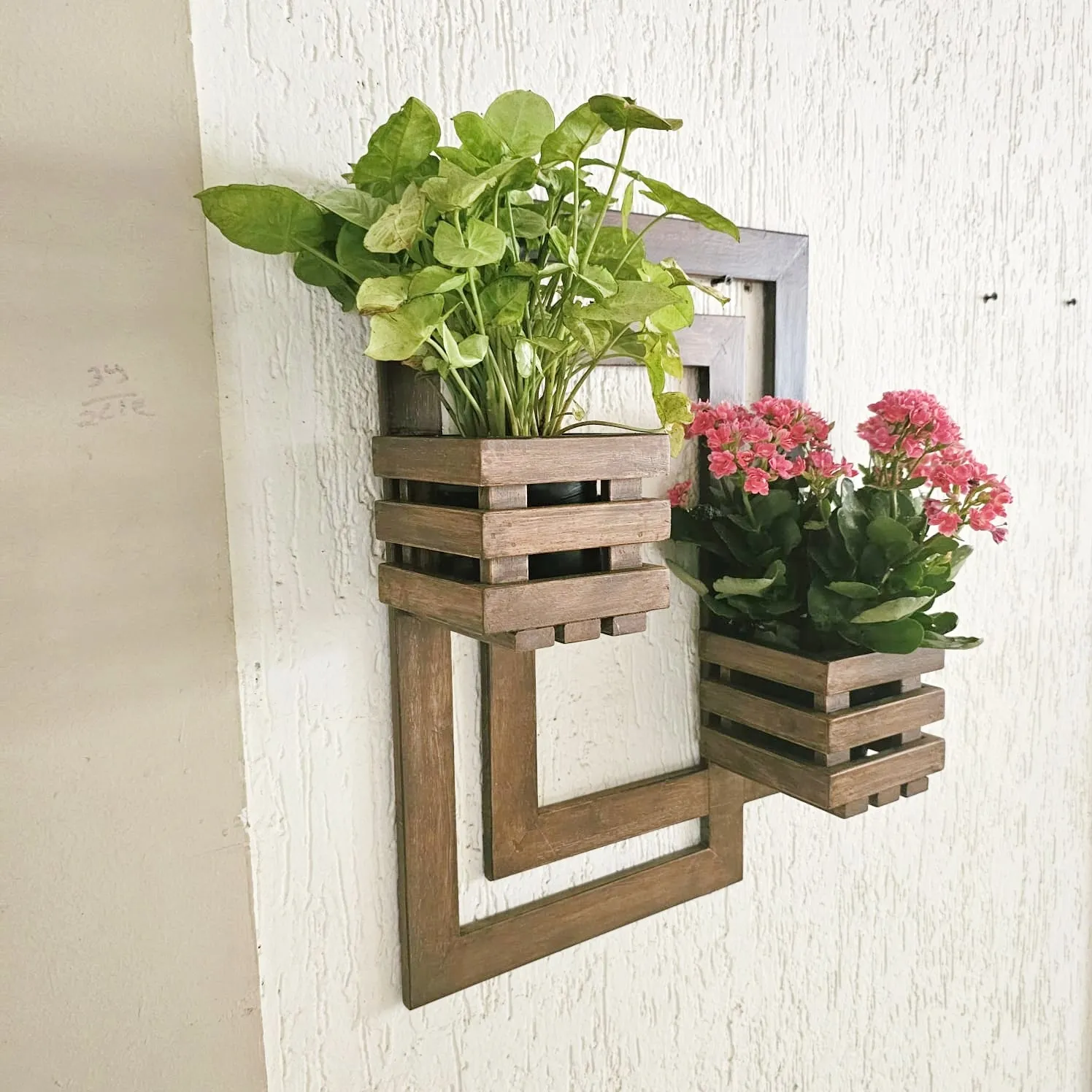 Wall Mounted Planter- Handcrafted Planter with 2 Planter Space  - For Living Room and Balcony