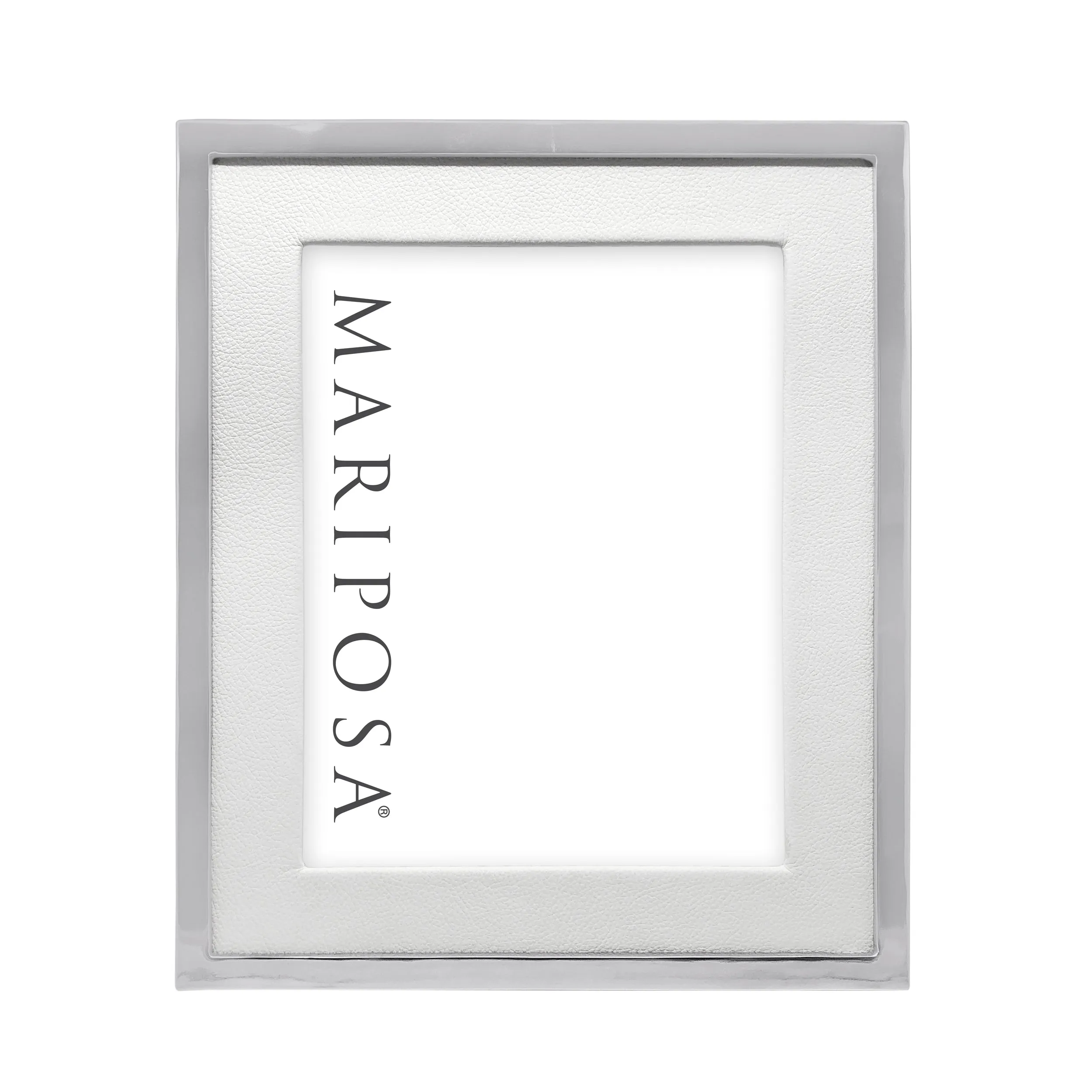 White Leather with Metal Border 8x10 Frame