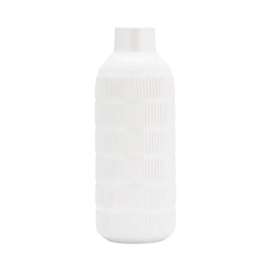 White Ribbed Vase - 17"