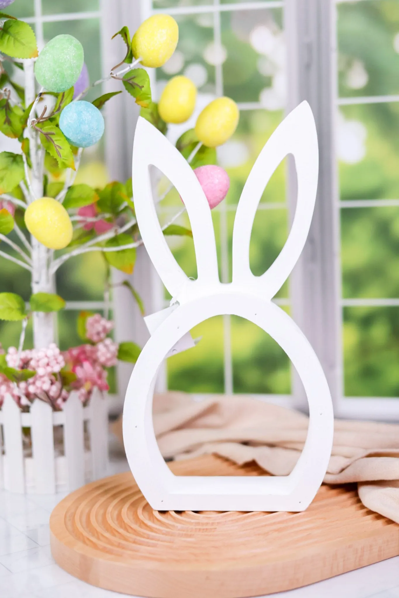 White Wooden Bunny Head Cutout
