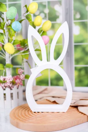 White Wooden Bunny Head Cutout