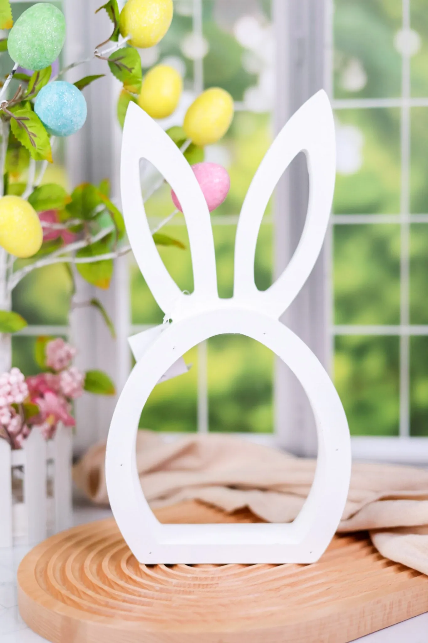 White Wooden Bunny Head Cutout