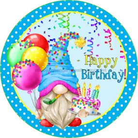 Wreath Sign, Birthday Sign, Gnome Sign, Happy Birthday, DECOE-525-B, Sign For Wreath, DecoExchange