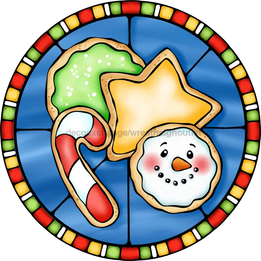 Wreath Sign, Christmas Cookies Sign, Christmas Sign, Stained Glass, DECOE-1106-DH, Sign For Wreath, DecoExchange