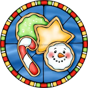 Wreath Sign, Christmas Cookies Sign, Christmas Sign, Stained Glass, DECOE-1106-DH, Sign For Wreath, DecoExchange