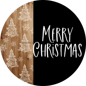 Wreath Sign, Christmas Door Hanger, Merry Christmas, Black and White Christmas, DECOE-2405, Sign For Wreath, Round Sign, 18" Wood Round