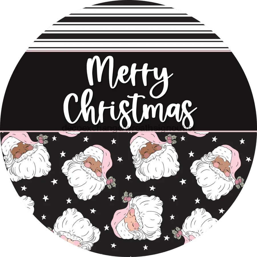 Wreath Sign, Christmas Door Hanger, Merry Christmas, Vintage Santa, DECOE-2379, Sign For Wreath, Round Sign, 18" Wood Round