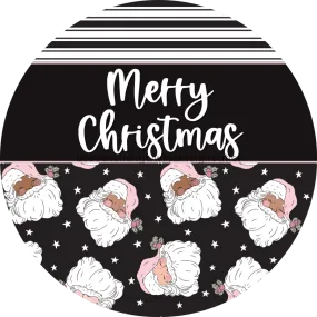 Wreath Sign, Christmas Door Hanger, Merry Christmas, Vintage Santa, DECOE-2379, Sign For Wreath, Round Sign, 18" Wood Round